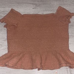 off the shoulder cropped shirt